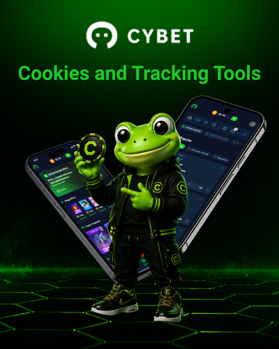 CYBET cookies and tracking tools on mobile with frog mascot