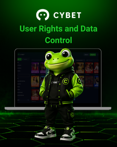 CYBET user rights and data control on laptop with frog mascot